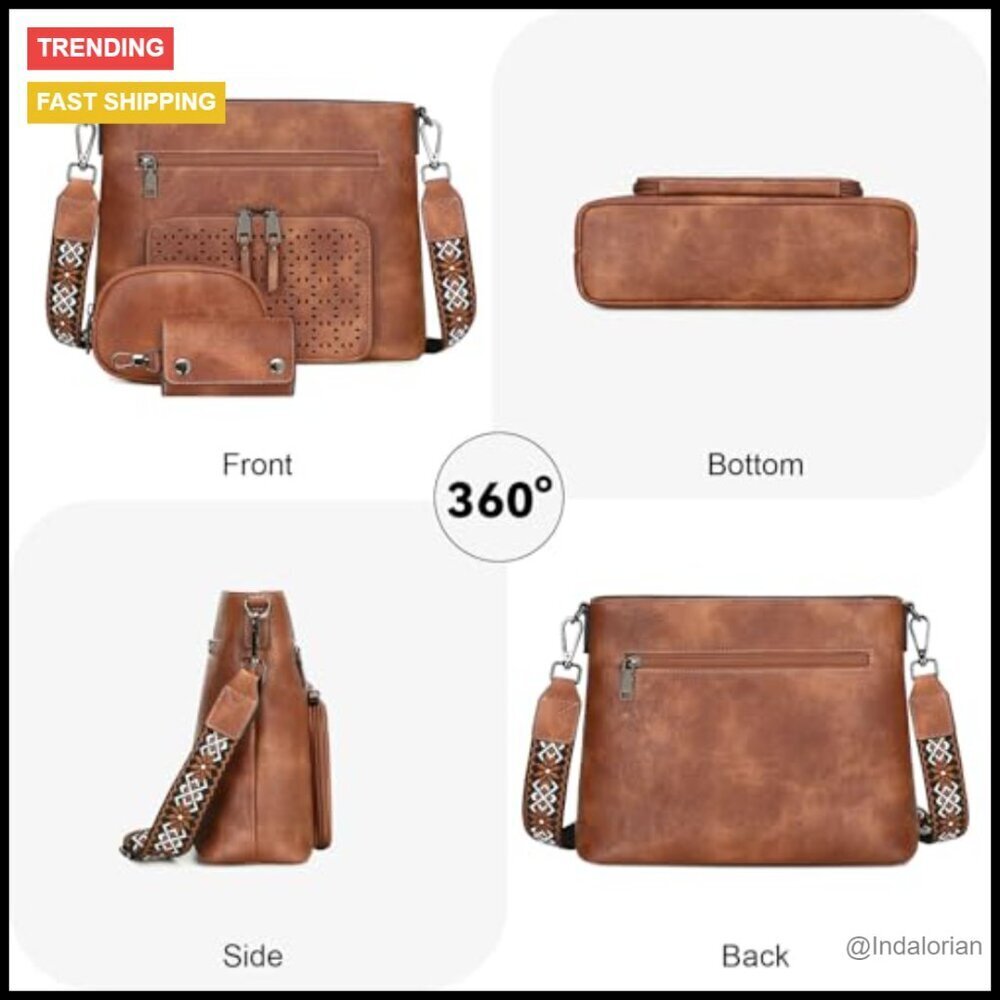 PU Leather Crossbody Bag Multi Pocket Adjustable Strap Roomy Chic Daily - Picture 5 of 7
